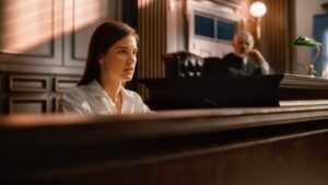 Female Victim Giving Testimony.